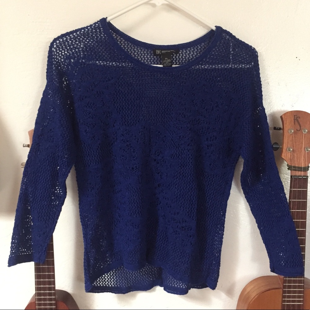 INC Knit Top, Blue, Size PL